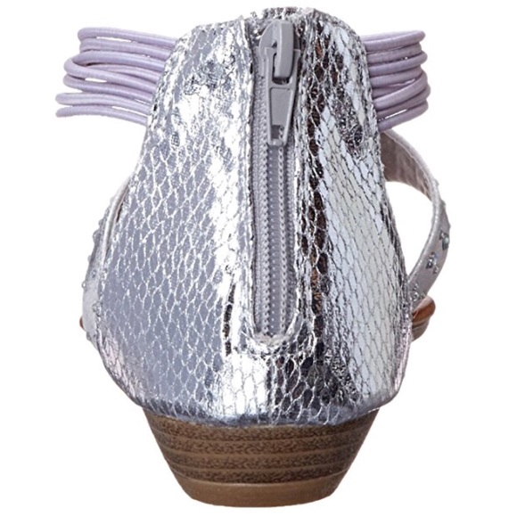 Flower Metallic Lilac Silver Kitten Wedge Sandal - Picture 4 of 6